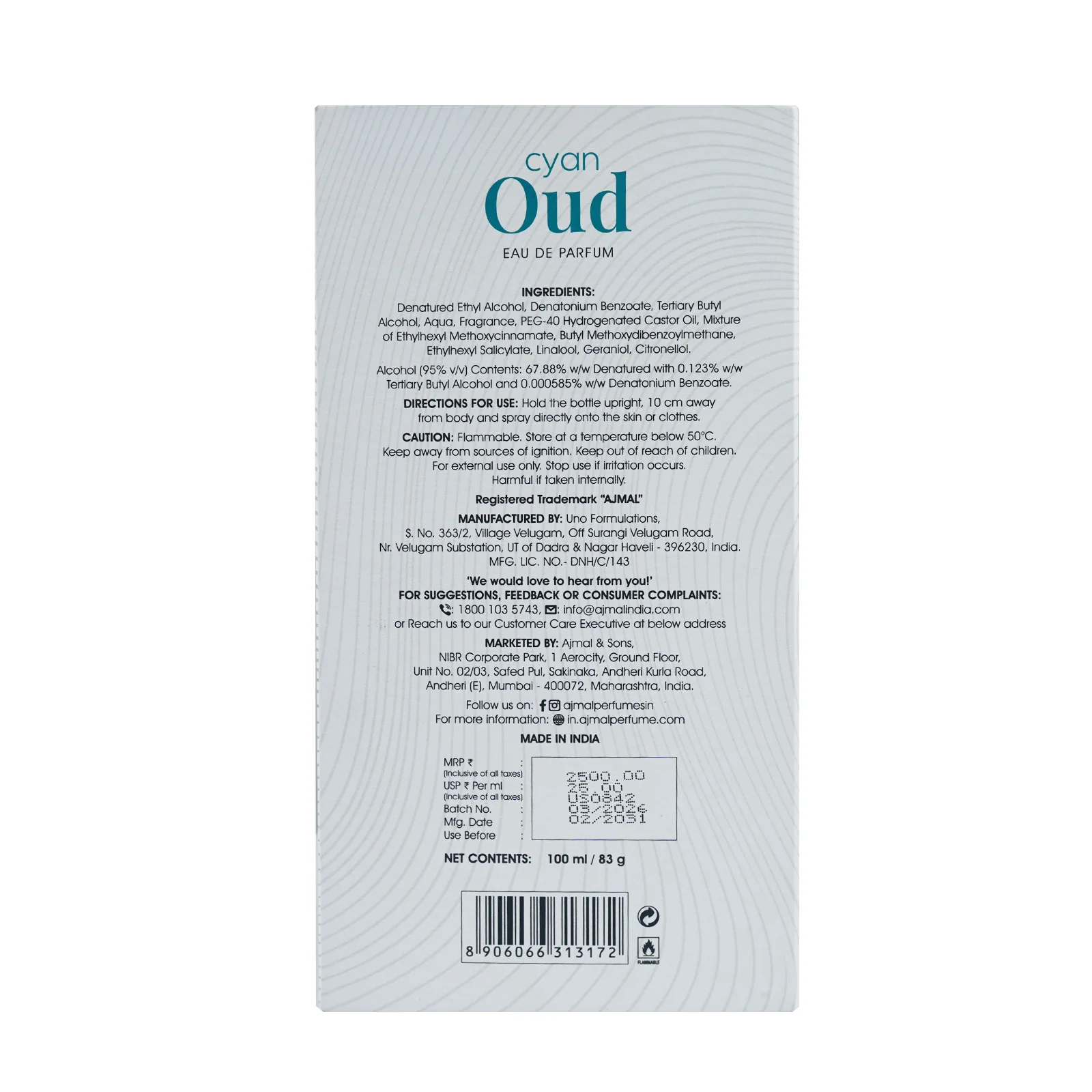 Cyan Oud Perfume 100 ML for Men and Women - Image 7