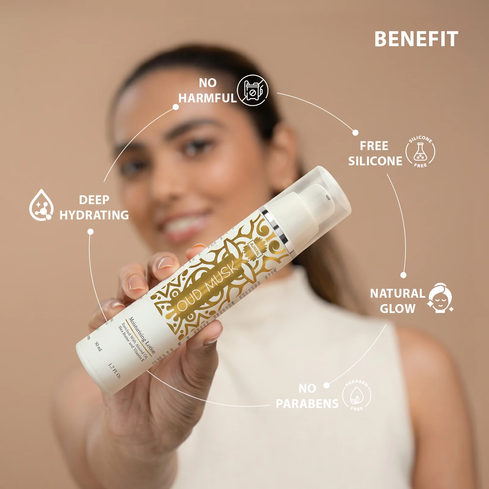 Oud Musk Moisturising Lotion 50ml | Non-Greasy Daily Moisturizer for Healthy Skin - Image 4